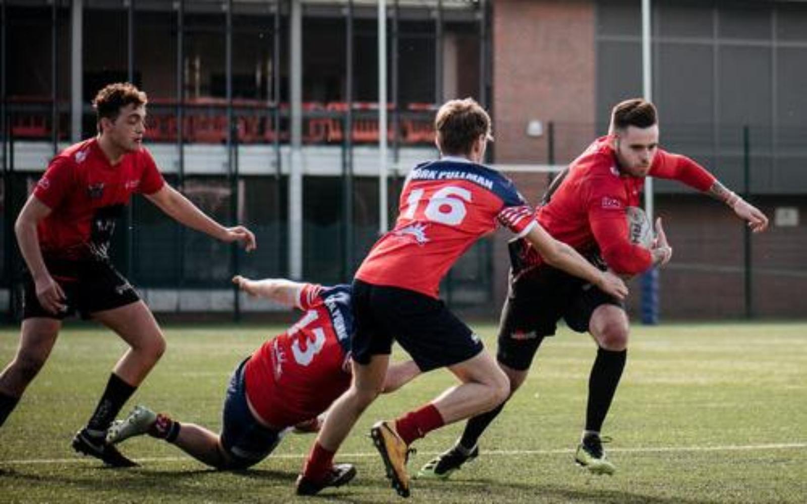 Rugby players playing Rugby at York St John University Sports Park