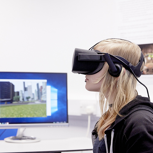 Student using VR headset