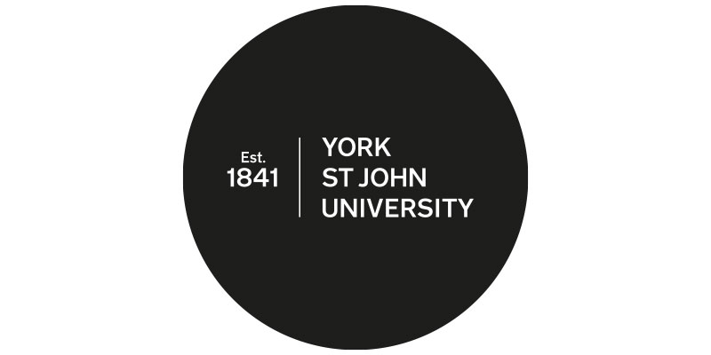 York St John University logo inside black circle