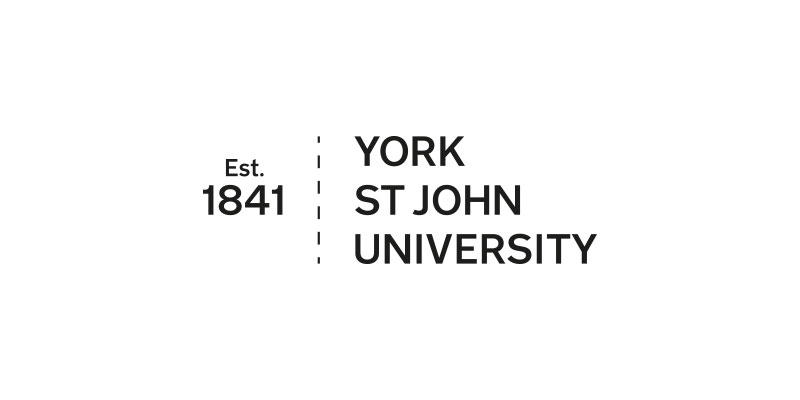 York St John University logo with dashed line