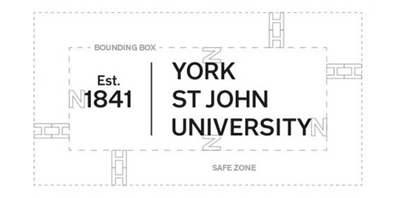 Primary York St John logo with safe zone around it.
