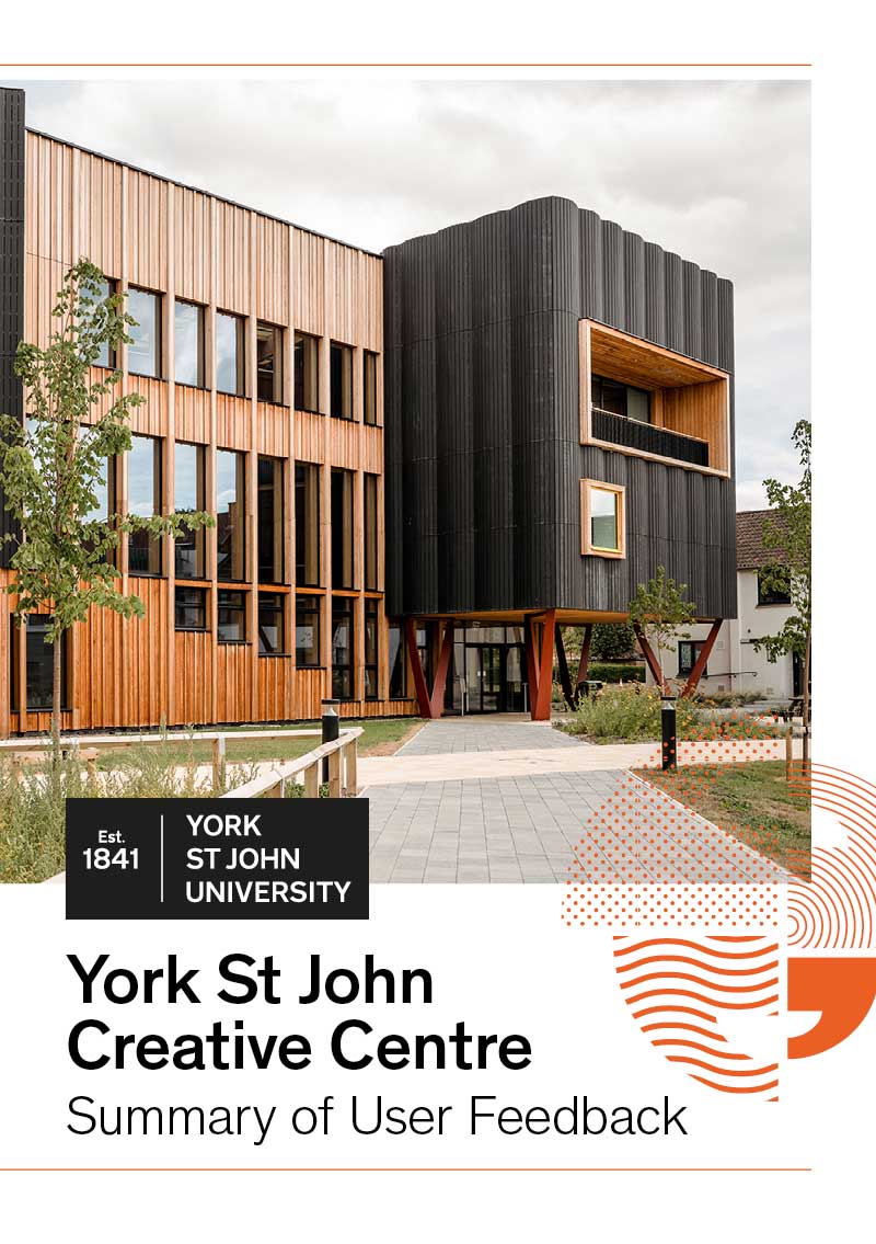 YSJ booklet with secondary brand logo placed over image of the Creative Centre.