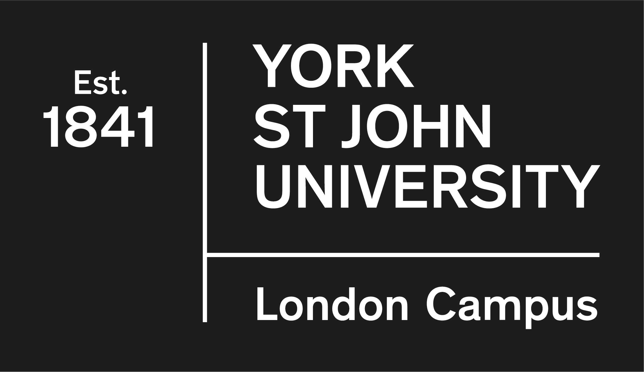 YSJ London campus logo in white on black background.