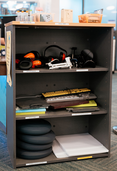 The accessibility station in the library.