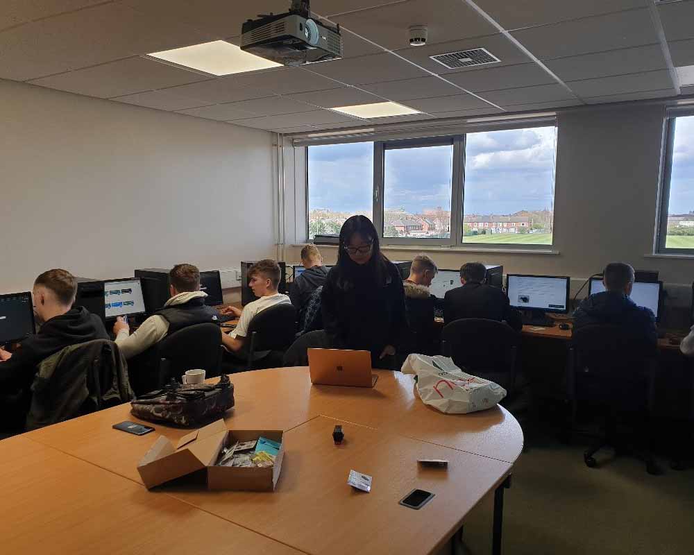 Selby College students sat at computers