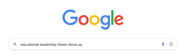 A Google search for 'educational leadership thesis site:ac.za'