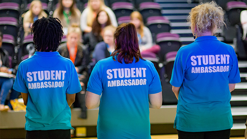Student ambassadors delivering a talk
