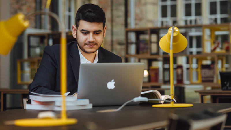 Man working at a laptop