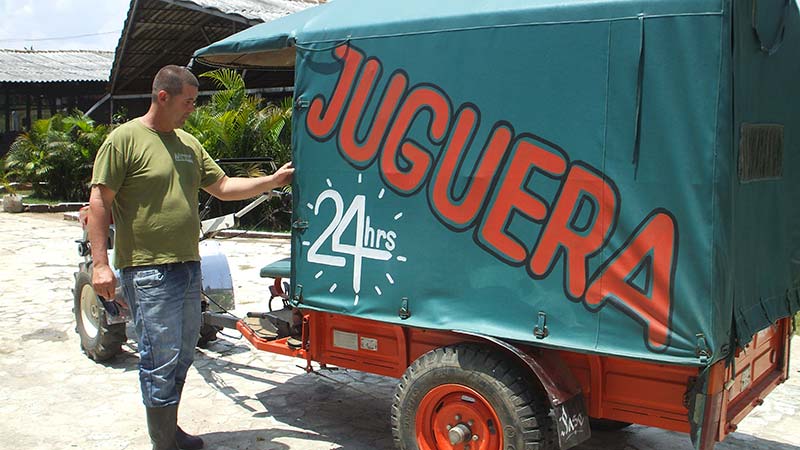 Man standing by a small van