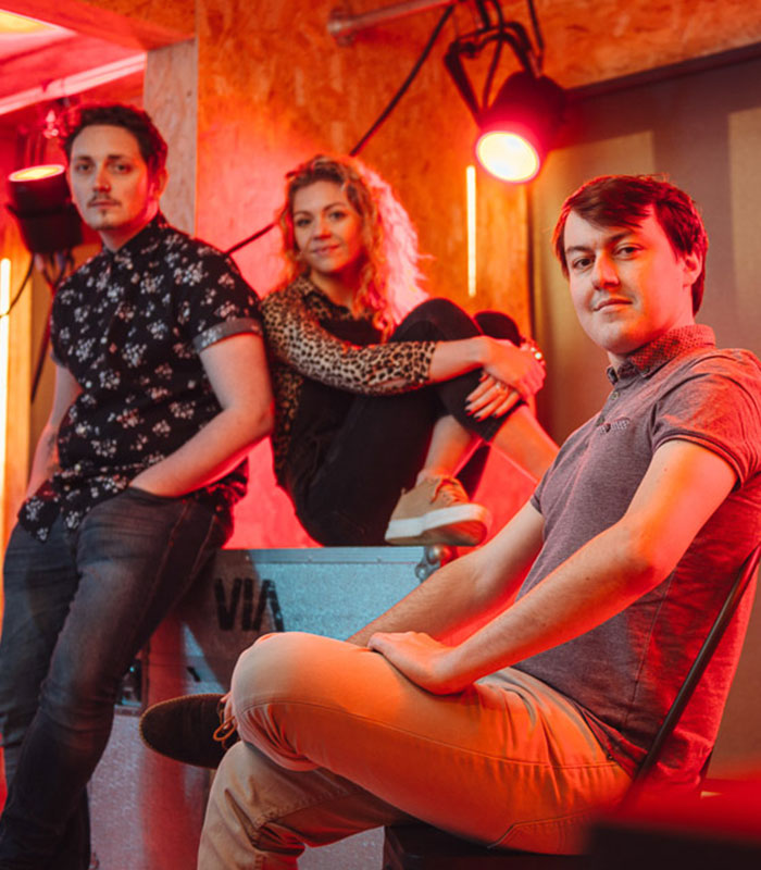 Students standing in studio
